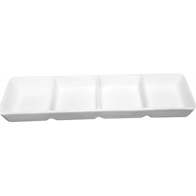 by inspire Porcelánová servírovací miska se 4 přihrádkami bílá 22,5 × 6 cm