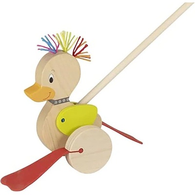 Goki Дървена играчка за бутане Goki - Пате пънкар (54882)