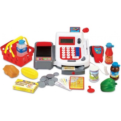 Teddies Pokladna digitální plast 30cm s doplňky na baterie se zvukem se světlem