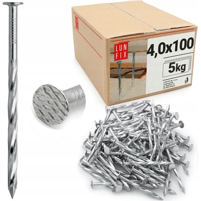 Hřebíky stavební kroucené 100mm 4x100 4 palce pozinkované 5 kg