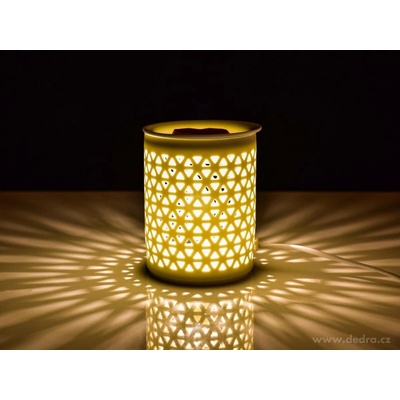 Lumivia Elektrická keramická aroma lampa s krajkovým dekorem matná bílá & odnímatelná miska – Zboží Mobilmania