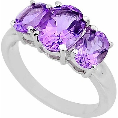 Nefertitis Ametyst broušený prsten stříbro 54588