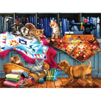 SunsOut - Puzzle Tom Wood - Quilting Room Mischief - 1 000 piese