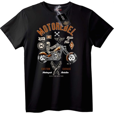 NOONEBRAND Тениска MOTOREBEL Байкър - XL, Black