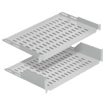 MIRSAN MR. RAK1U20.01 : 19 рафт за сървърен шкаф - 486 x 200 x 44 мм, D=200 мм, 2-точков монтаж, 30 кг товар, черен (MR.RAK1U20.01)