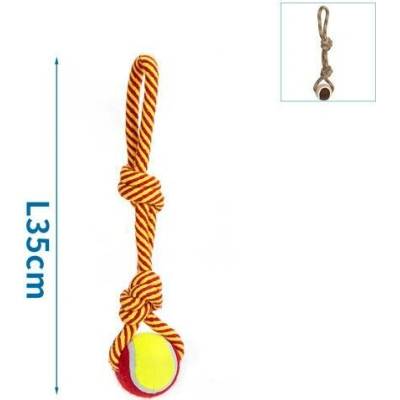 Nobleza bavlněné lano s míčem 35 cm červená