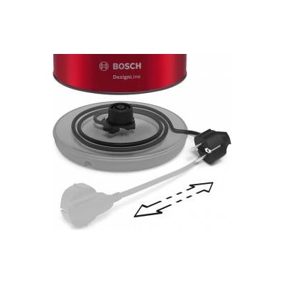 Bosch TWK3P424 Wasserkocher, DesignLine, kabellos 1, 7 l, 2.400 W, rot