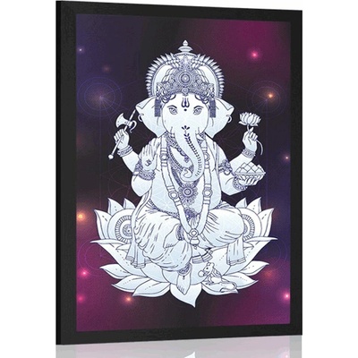 Plakát buddhistický Ganéš - 20x30 black