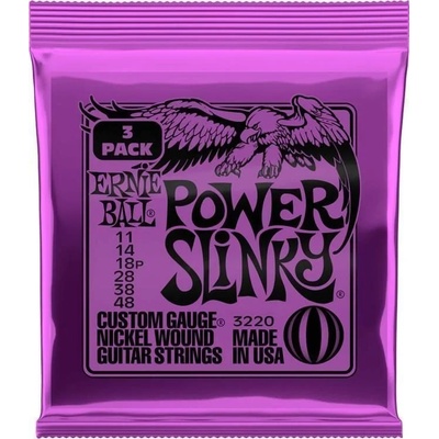 Ernie Ball 3220 Power Slinky 3-Pack Струни за електрическа китара (P03220)
