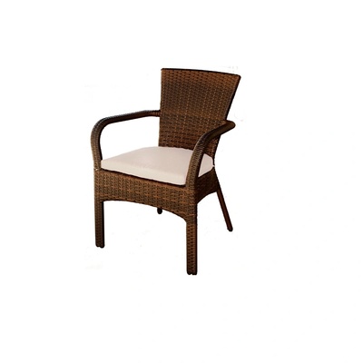 Mira-N Градински стол ратан с подлакътник КАФЯВ (019559)