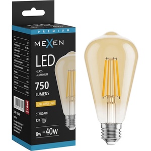 Mexen Vintis LED филамент крушка E27, ST64, 8W, Топло - 2200K, 750 lm, кехлибарена (L152-E27-0822-50)