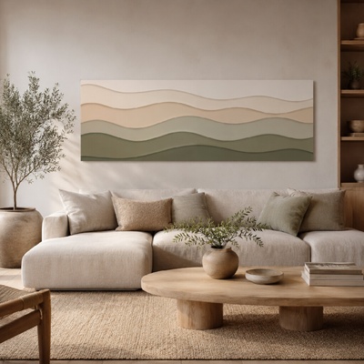 Obraz na plátně - Ve vlnách zelených FeelHappy.cz Rozměr obrazu (Šířka x Výška): 210 x 70 cm