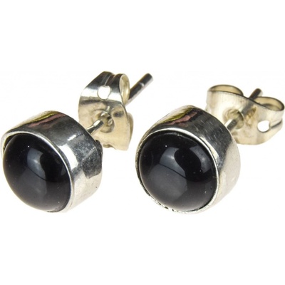Sanu Babu peckové náušnice s polodrahokamem černý onyx 8 mm puzetka 01