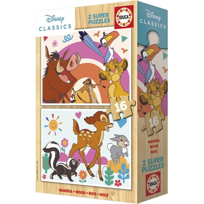 EDUCA Dřevěné Lví král a Bambi 2x16 dielov
