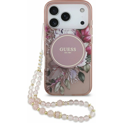 GUESS IML Flowers Strap MagSafe Заден Калъф за iPhone 17 Pro Розов Guess | Rozov | ЖЕНИ | UNI