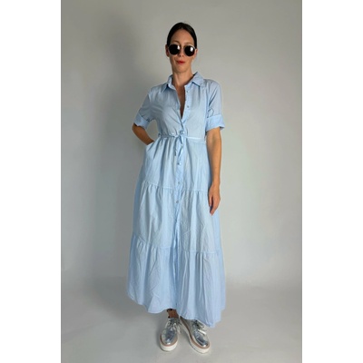 Itálie košilové šaty s 3/4 rukávy Baby Blue
