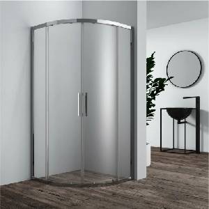 Inter Ceramic Полукръгла душ кабина Inter Ceramic с плъзгащи се врати 90x90 см, гланцов хром-мат, прозрачна (486TR NANO)