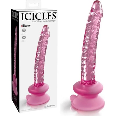 Стъклено пенис дилдо с вакуумна основа, 17см. - Icicles №86 (D-230583)