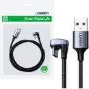 Ugreen 70313 Nylonový pletený USB - uhlový USB typu C, 1m, sivý