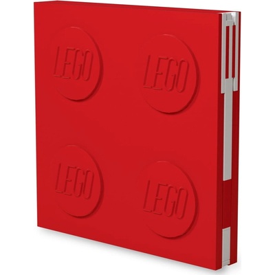LEGO® čtvercový zápisník s gelovým perem Červený 15,9 x 15,9 cm