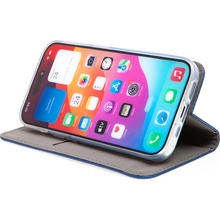 AppleMix Apple iPhone 15 Pro - stojan - umelá koža - tmavomodré