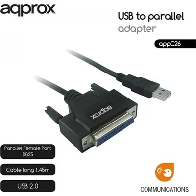 Approx Кабелен конвертор - адаптер от usb2.0 към паралелен порт appc26 (appc26)