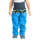 Unuo Batolecí softshellové kalhoty s fleecem Autíčka tyrkysové