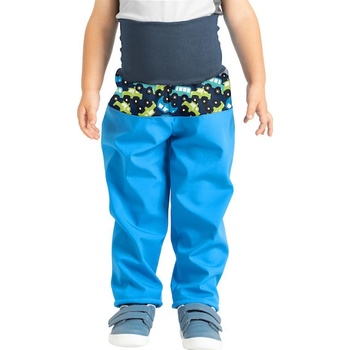 Unuo Batolecí softshellové kalhoty s fleecem Autíčka tyrkysové