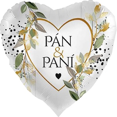 Amscan Balónik fóliový Srdce s českým nápisom Pán & Paní 43 cm