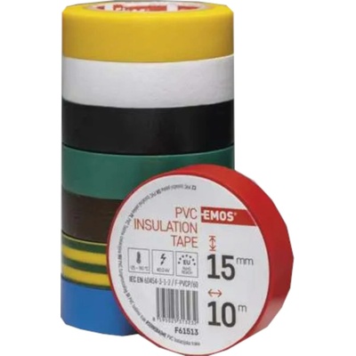Emos F615992 Elektroizolační páska PVC 15 mm x 10 m barevný mix 10 ks