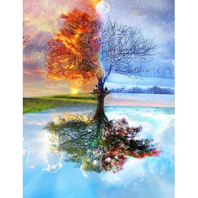 Norimpex - Puzzle Diamant painting: A tree of four seasons 30x40cm - 1 - 39 piese