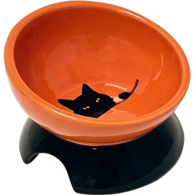 Nobby Съд за храна или вода купа, керамична, повдигната, wilson, оранжево с черен принт - 250 мл nobby Германия 82490