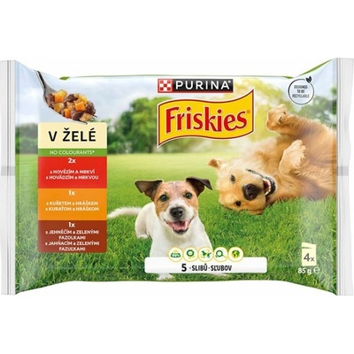 Friskies Adult hovädzie kura jahňacie v želé 4 x 85 g