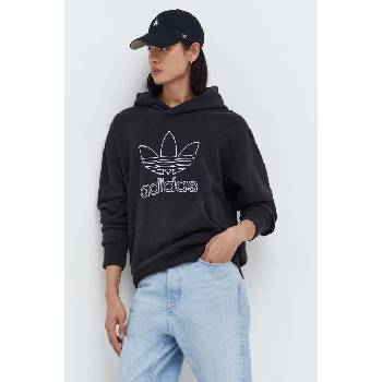 Adidas Памучен суичър adidas Originals Trefoil Hoodie в черно с качулка с апликация IU2373 (IU2373)