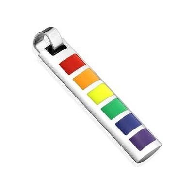Šperky4U Ocelový přívěšek obdélník LGBT duha OPP1749
