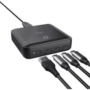 Trust Зарядно устройство за телефони Trust - Maxo (4 порта; 100 W; USB + 3x USB-C; черно) 25242 (25242)