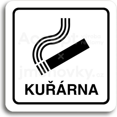 ACCEPT Piktogram kuřárna - bílá tabulka - černý tisk