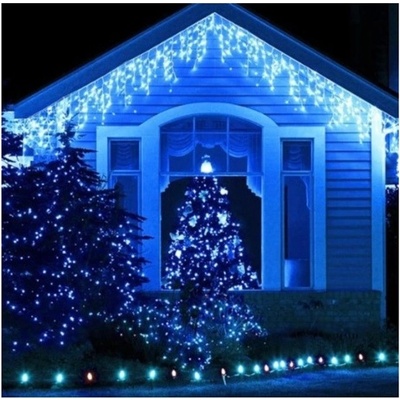 LUMA LED Vianočný svetelný dážď so zábleskom, 312 LED 10m + 1,5m modrá veľké LED diódy