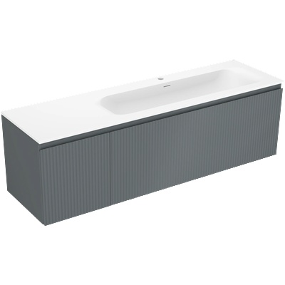 Rivel шкаф за баня 160 см с мивка Vela дясна, 1S, 1D, фрезован, графит/бял мат - 91A23-16047-3-BBFF66-W23P01 (91A23-16047-3-BBFF66-W23P01)