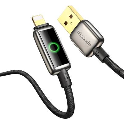 Mcdodo Кабел за данни - Mcdodo (CA-6590) - с дишаща LED светлина, USB-A → Lightning, Auto Power Off, 3A, 1.2m - Черен