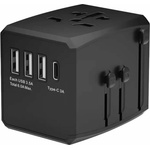 Techsuit Захранване с 1xUSB-C и 3xUSB-A изхода и преходници за цял свят в едно устройство за мобилни устройства - Techsuit Travel Adapter (HHT904) 30W (черен) (KF2331131)