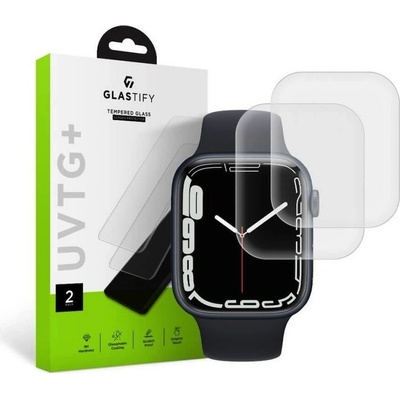 Glastify 2 броя калени стъклени защитни покрития с извити ръбове с течно лепило и UV лампа за дисплея на Apple Watch 41мм - Glastify UVTG Plus Tempered Glass (прозрачно) (GST014)