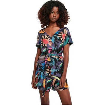 Urban classics Viscose short sleeve romper - Multicolor (Black fruity)