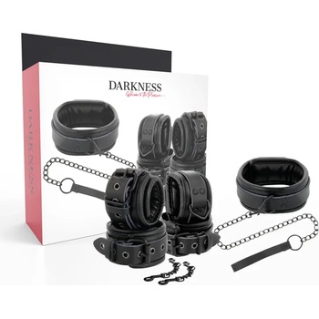 Яка и белезници с метална верига за доминираща игра - Darkness Set (D-221255)