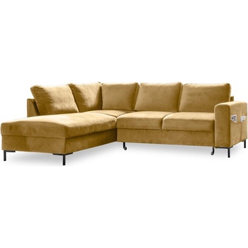 Miuform Жълт кадифен разтегателен ъглов диван (ляв ъгъл) Lofty Lilly - Miuform (880KRO1)