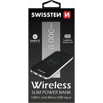 Swissten WIRELESS SLIM 8000 mAh USB-C INPUT