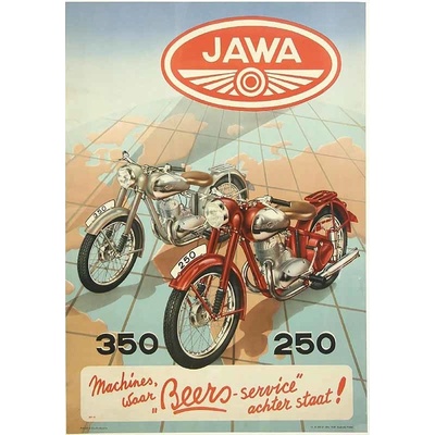 Ceduľa JAWA 350 a 250 - historická motorka 40cm x 30cm Plechová tabuľa
