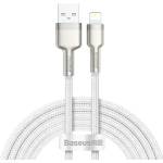 Baseus USB кабел за зареждане и пренос на данни BASEUS Cafule CALJK-B02, USB-A към Lightning, 2 м, 2, 4 A, до 480 Mbps, бял, найлонова оплетка (BASEUS_CALJK-B02)