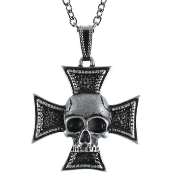 Image 1 of Leather & steel fashion Колие с висулка Cross skull - LSF4 40