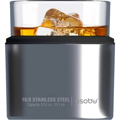 ASOBU 311 мл сребриста чаша с термоизолираща основа asobu от серия whiskey kuzie